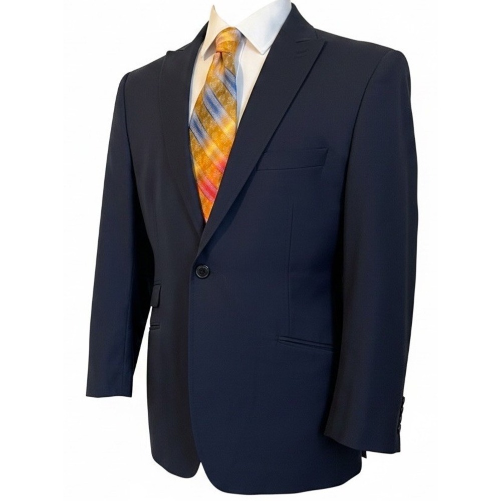 Giorgio Armani Le Collezioni 40R Slim Fit Navy Blue Wool Blend Blazer Jacket